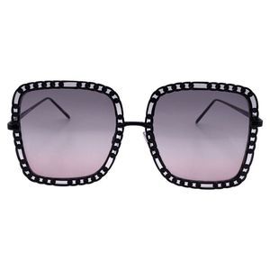 6162 | Light Black/Pink Lens Chain Accented Sunglasses